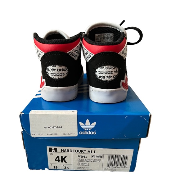 Adidas Hardcourt Hi Black and Red Baby / Toddler Size 4k Sneakers - Picture 2 of 6